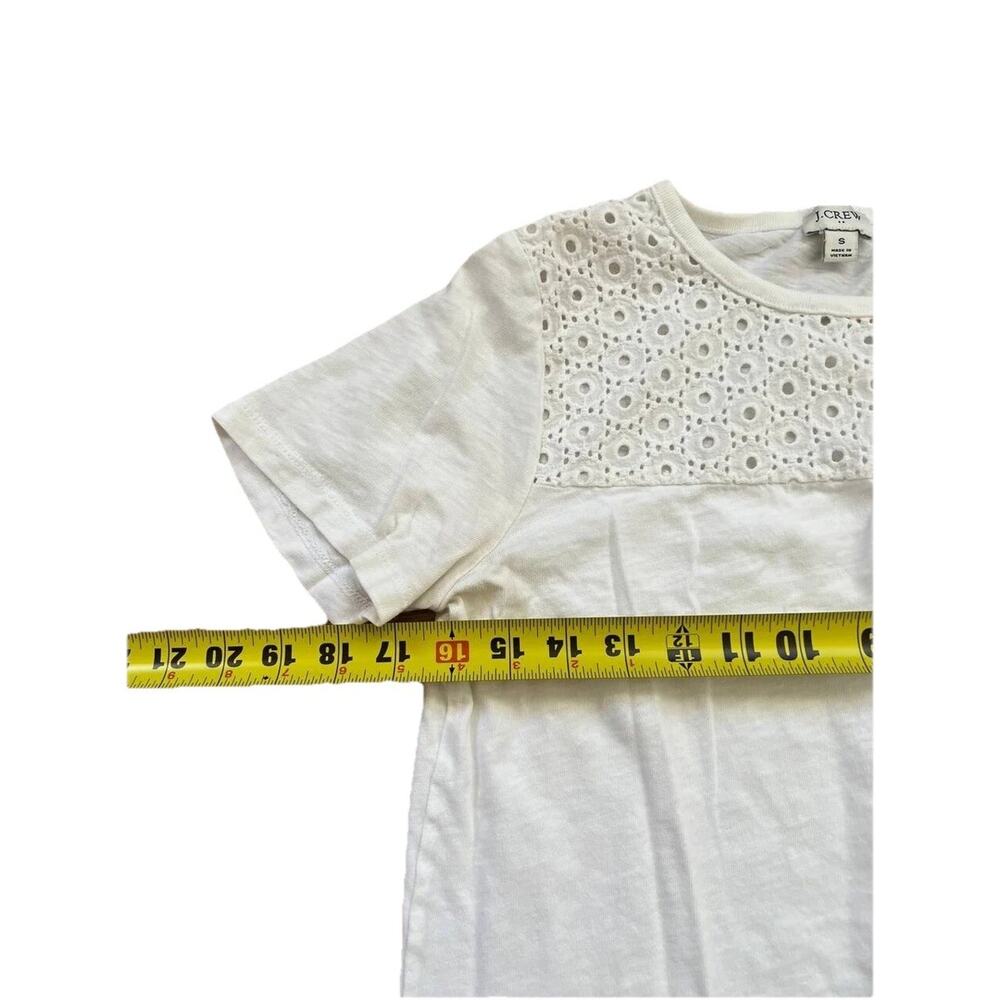 J. Crew White Eyelet Yoke T-Shirt Short Sleeve White Size S A000869 - Picture 7 of 9